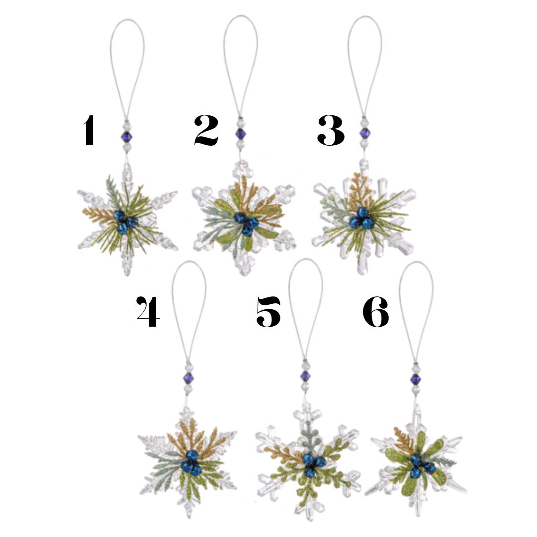 2.25" Teeny Mistletoe Snowflake Ornaments