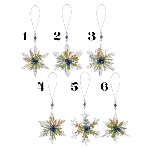 2.25" Teeny Mistletoe Snowflake Ornaments (sold individually)