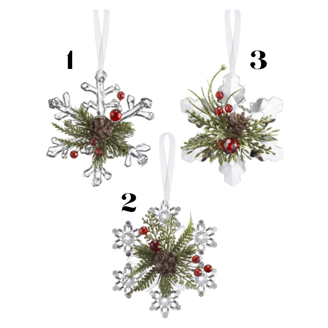4.5" Krystal Mistletoe Snowflake Ornament