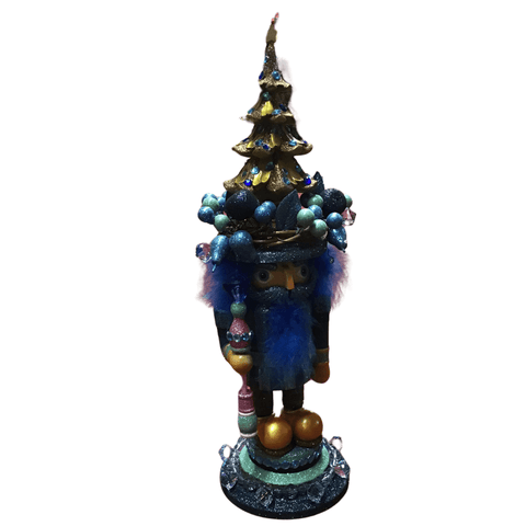 18"HLLYWD BLUE W/TREE NUTCRACKER