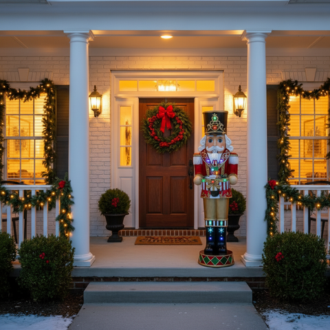 Large Nutcracker w/Music Box Figure, With LED Lights, 58" (Red)