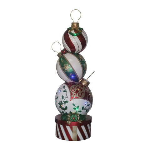 Large Polyresin Stacked Ornaments Decoration, LED Lit, 60"