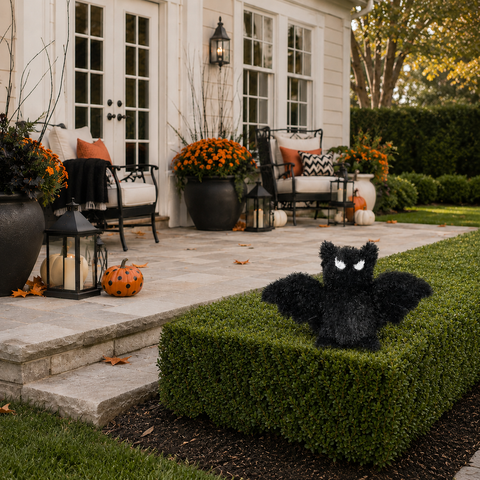 Black Bat Artificial Grass Topiary, 14"