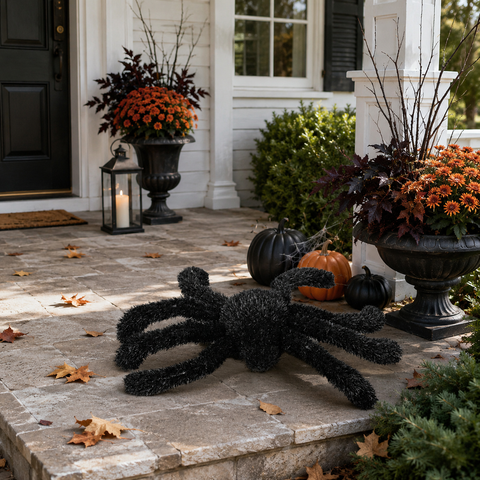 Black Spider Outdoor Garden Artificial Turf Topiary, 28"