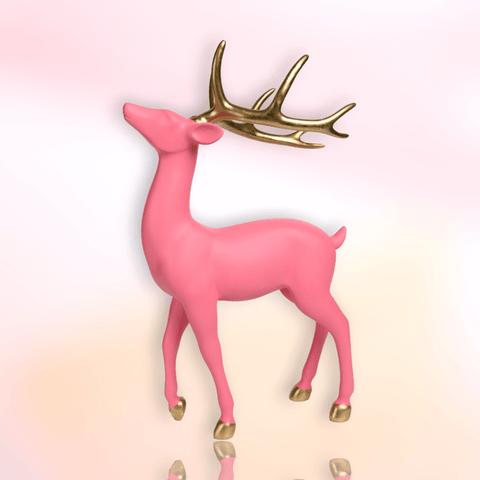 21" Bright Pink Deer w/Gold Antlers