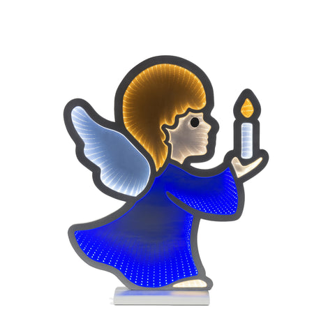 Angel Holding Candle Infinity Light, Acrylic w/UL Plug, 16"