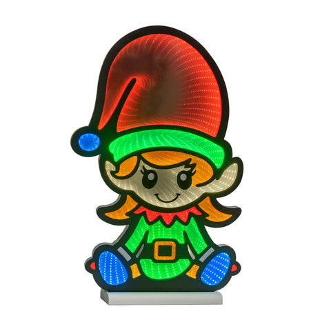 Sitting Girl Elf Infinity Light, Acrylic w/UL Plug, 24"