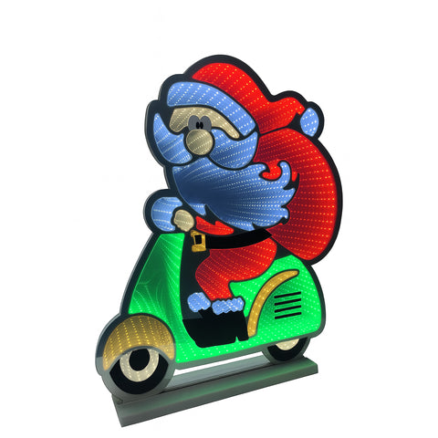 Santa on Motorbike Infinity Light, Acrylic w/UL Plug, 28"