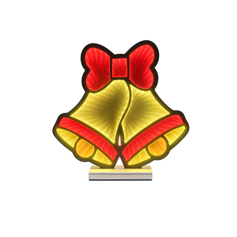 Bells W/Bow Infinity Light, Acrylic w/UL Plug, 14"