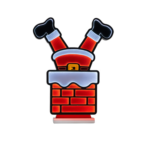 Santa Claus Legs W/Chimney, Christmas Infinity Light, Acrylic w/UL Plug, 36"