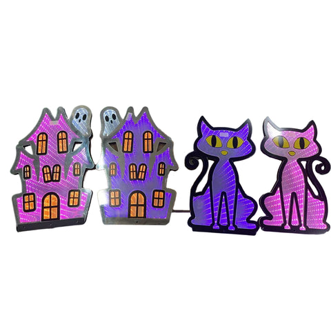 House and Cats Infinity Light, Acrylic w/UL Plug, 36"