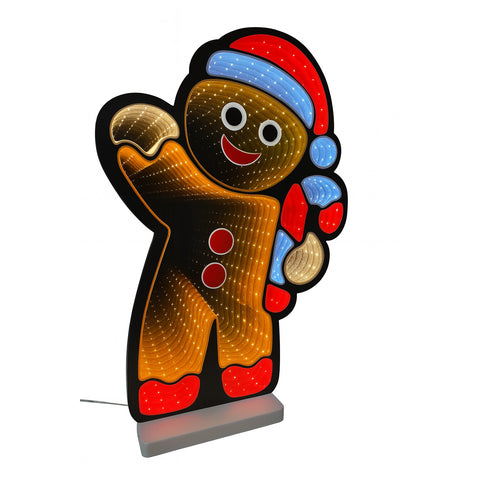 Gingerbread Man W/ Candy Cane Infinity Light, Acrylic w/UL Plug, 35"