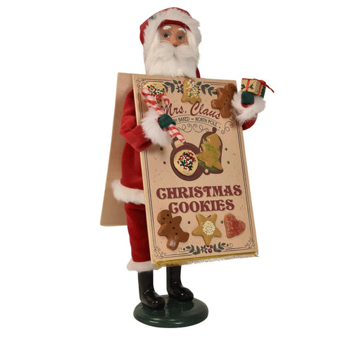 Santa w/Cookie Sandwich Board Caroler Figurine, 13"