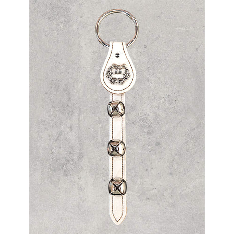 WREATH CHARM, 3 Nickel-Plated Bells, Lg Ring Top - WHITE