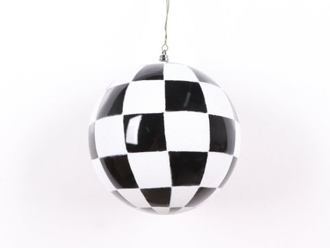 Black And White Checker Ball Ornament, 6" (150MM)