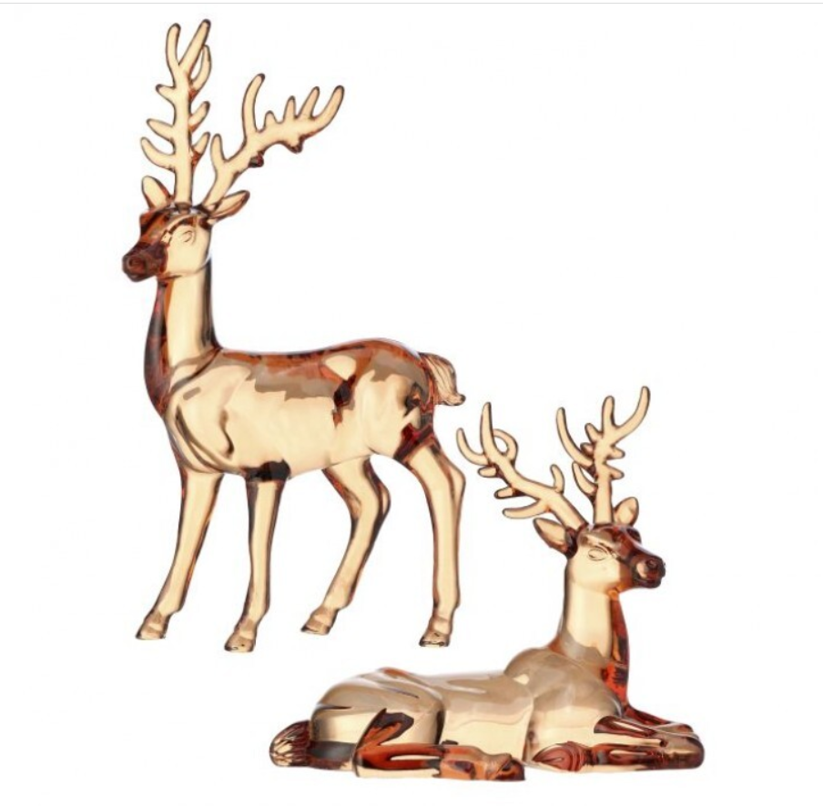 6.5-9" Acrylic Amber Deer Figurines