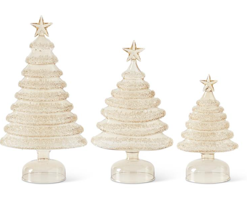 Gold Glass Iced Layered Christmas Tree Figurines