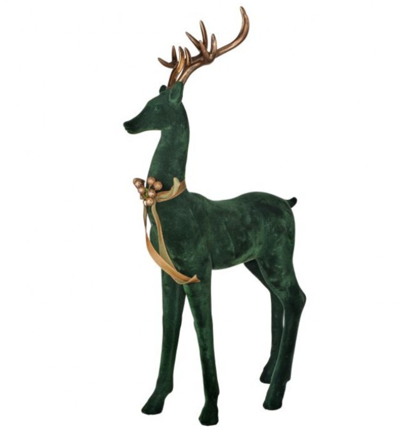18" Resin Flocked Emerald Standing Deer