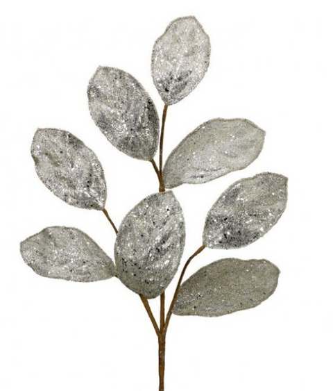 28" Micro-beaded/Sequined Magnolia Leaf Spray