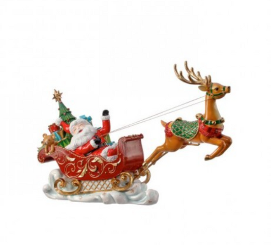 16" Resin Santa w/Flying Deer