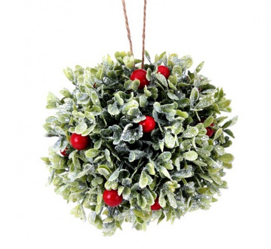 5" Frost Boxwood Waterproof Berry Ball Ornament