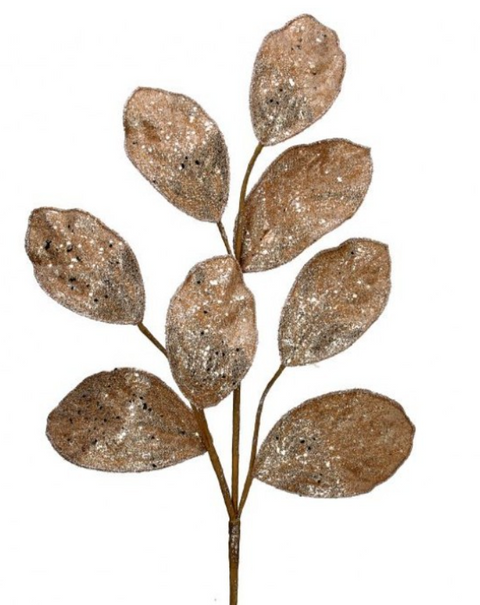 28" Micro-beaded/Sequined Magnolia Leaf Spray (sold individually)