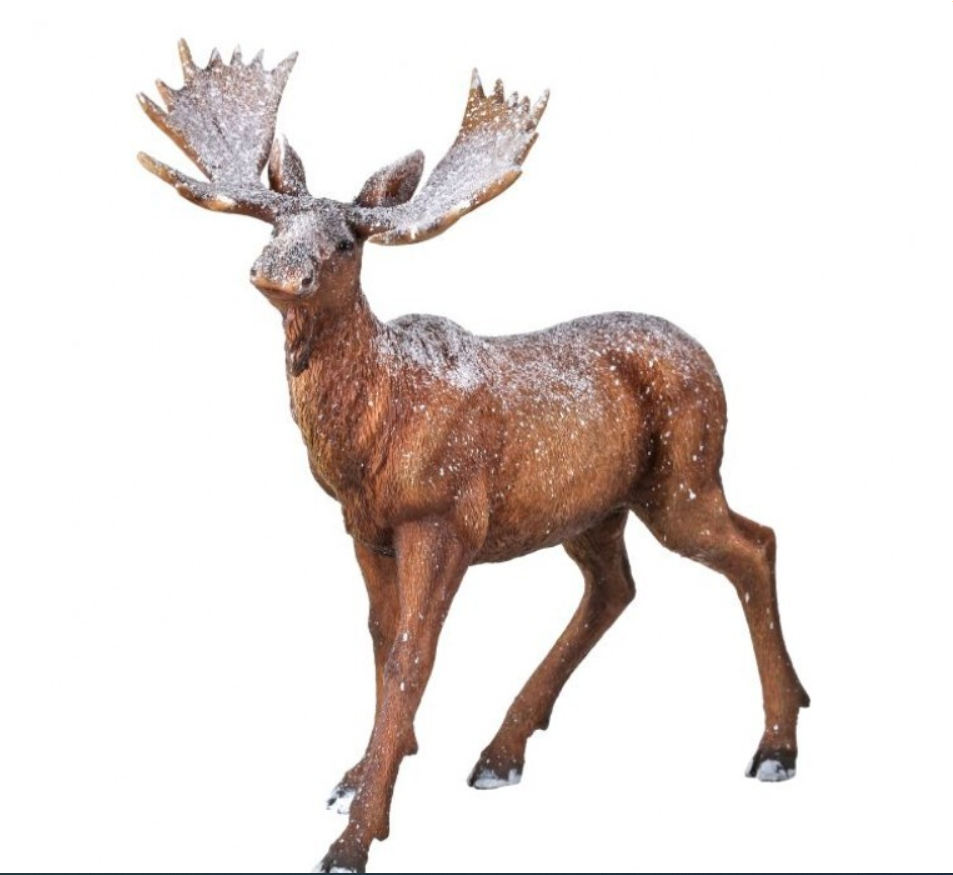 14"H Resin Standing Moose w/Head Up Figurine