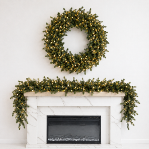 Aspen Pine Garland w/Firecracker Lights, (9"L/14''D)