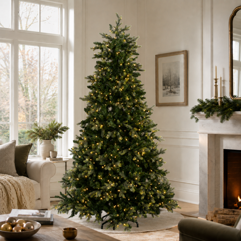Hinged Artificial Christmas Tree, LED Lit, Warm White (3ft to 9ft)