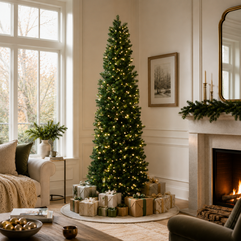 Artificial Christmas Slim Tree, LED Lit (4.5ft / 6.5ft / 8.5ft)