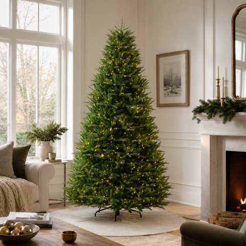 Wyoming Fir Christmas Tree w/LED Lit, Warm White, 7.5'