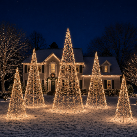Life-size Christmas Cone Struct Tree, LED Lit (Warm White), 7ft