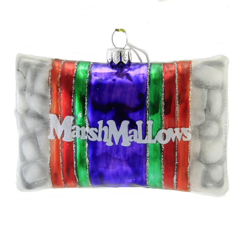 Marshmallows Glass Bag Ornament, 4"