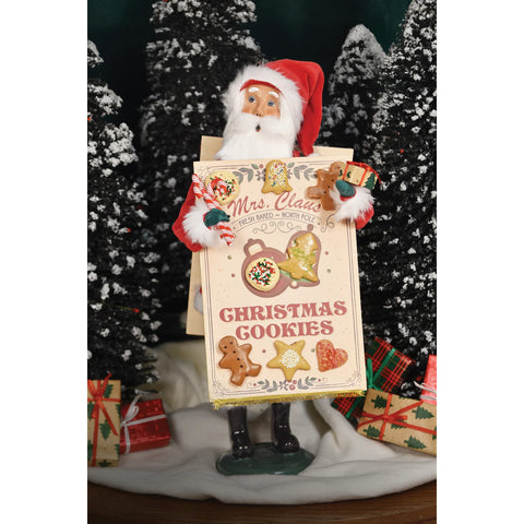 Santa w/Cookie Sandwich Board Caroler Figurine, 13"