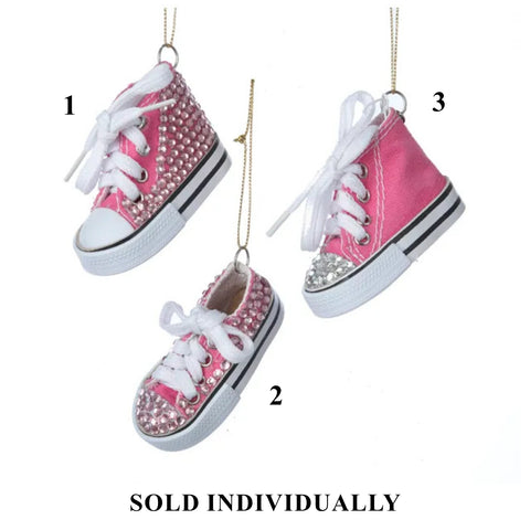 Pink Sneaker With Clear Stones Ornaments, 3" (3 styles - sold individually)