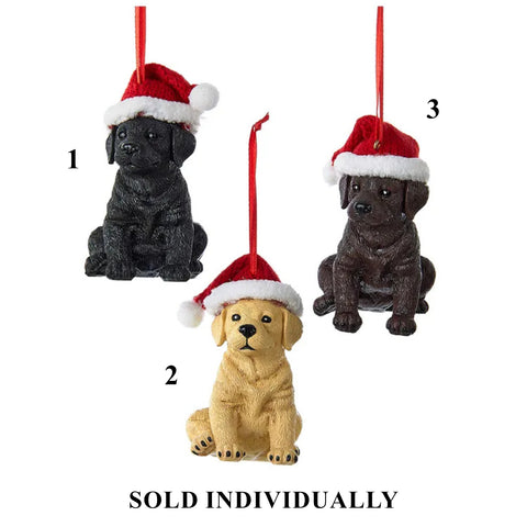Labrador Retriever With Christmas Hat Ornaments, 3.15" (3 styles - sold individually)