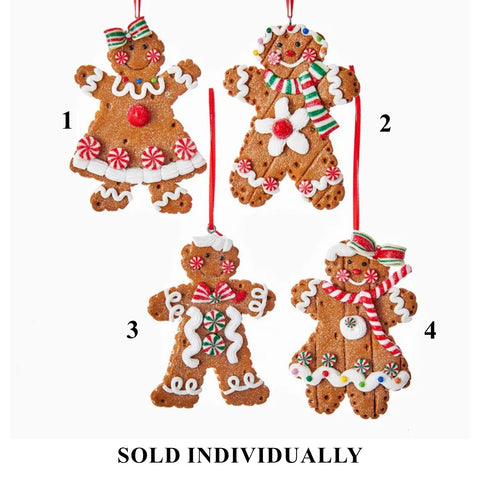 Gingerbread Boy and Girl Ornaments, 4" (4 styles - sold individually)