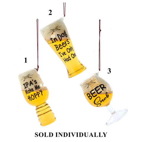 Glass Beer Glass With Sayings Ornaments (3 styles - sold individually)