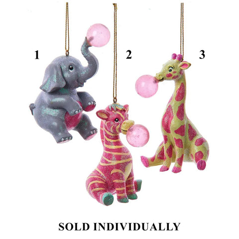 Giraffe, Zebra and Elephant Ornaments, 3.5" (3 styles - sold individually)