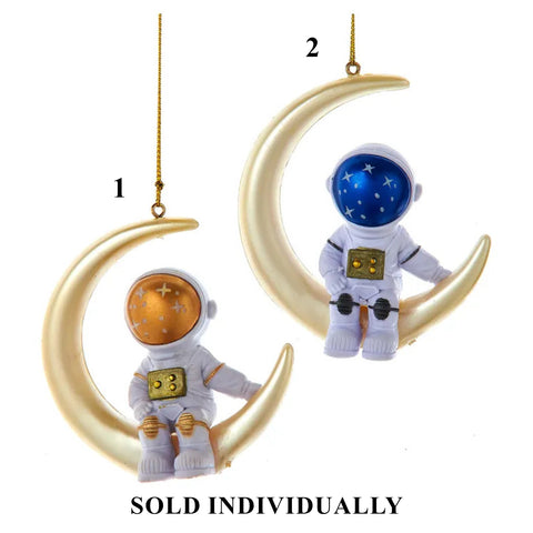 Astronaut On Crescent Moon Ornaments, 3.5" (2 styles - sold individually)