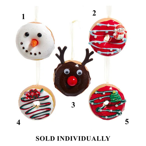 Decorated Christmas Donut Ornaments, 2.6" (5 styles - sold individually)