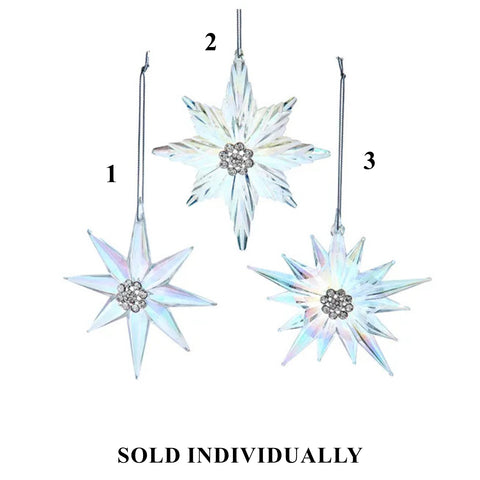 Opalescent Snowflake With Stones Ornaments, 4.8" (3 styles - sold individually)