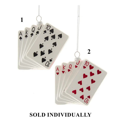 Glass Playing Cards Ornaments, 4.5" (2 styles - sold individually)