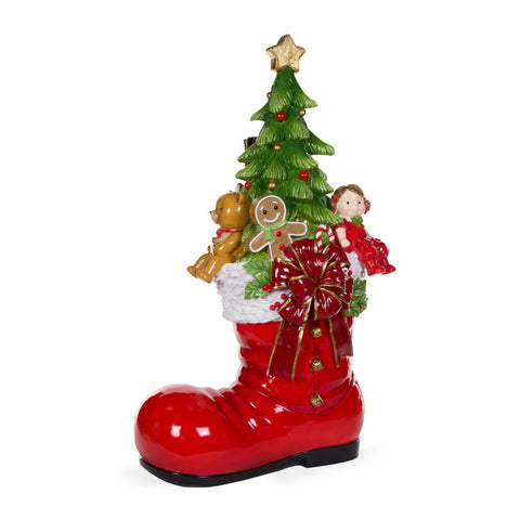 LED Red Santa Boot W/ Tree & Toys, 35"