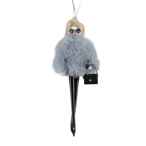 Lady W/ Faux Fur Jacket Ornament