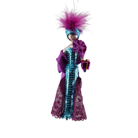 Lady In Purple & Turquoise Dress Ornament