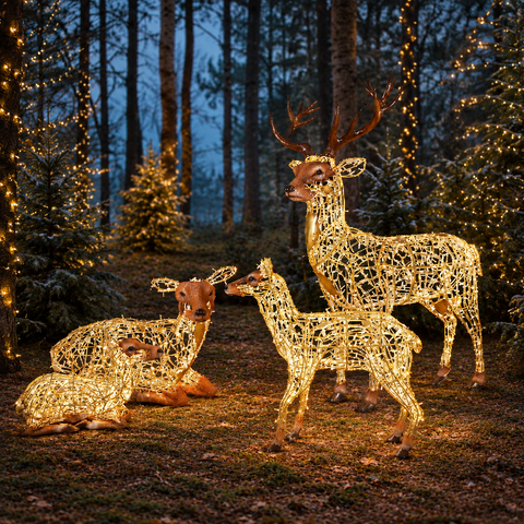 Large Deer Fawn Standing Figure, LED Lit w/Fiberglass, 43"