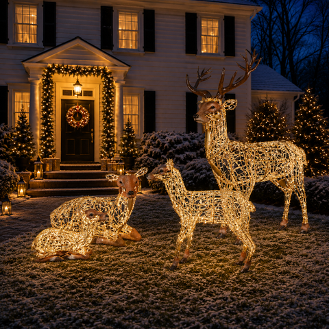 Giant Lady Deer Figure, LED Lit w/Fiberglass, 153"