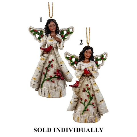 Birch Berry Black Angel Ornament, 5" (2 styles - sold individually)