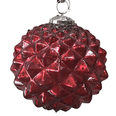 130MM Red Shiny Ball Diamond Design Ornament
